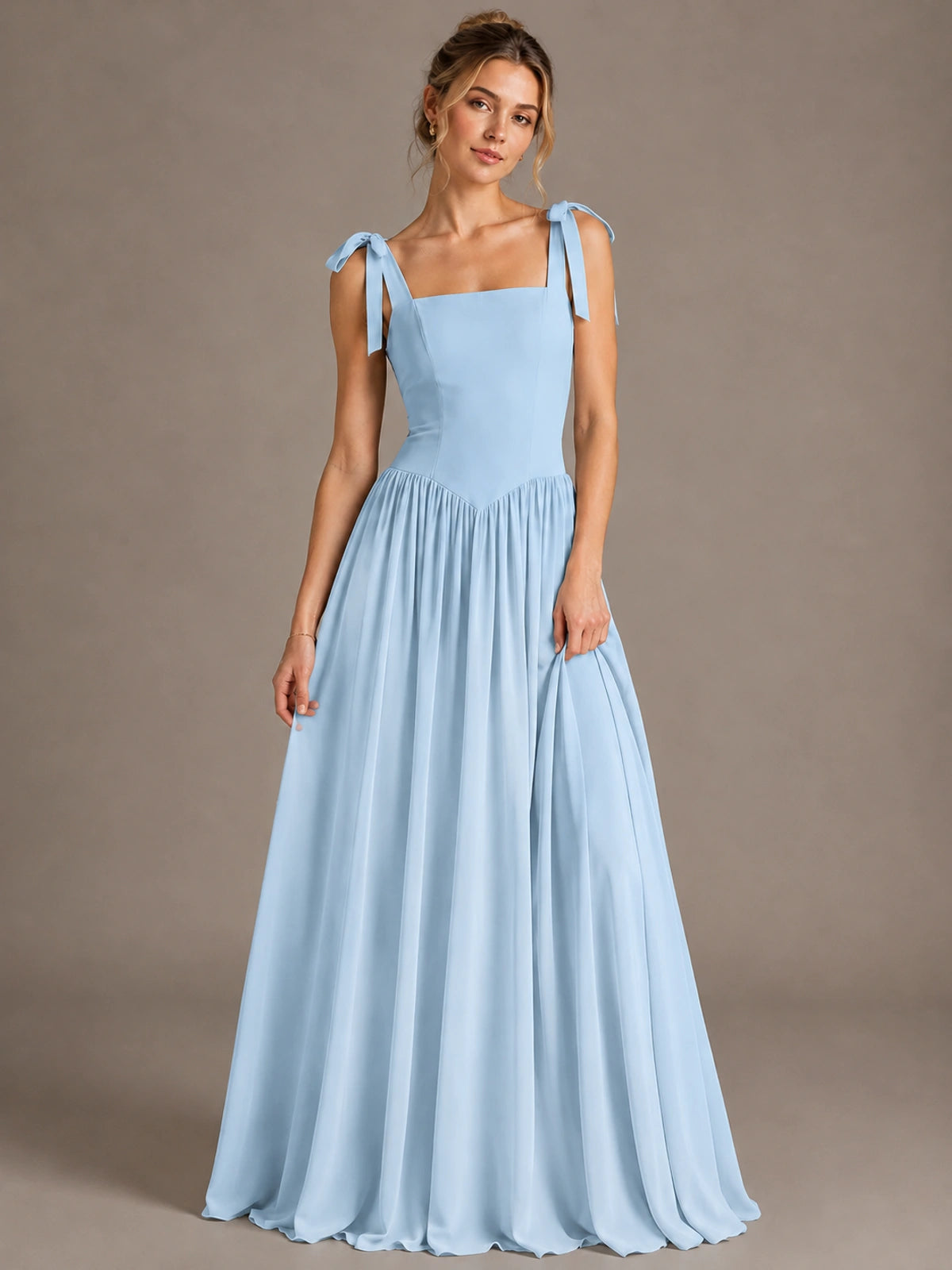 Square Neck A-Line Maxi Dress