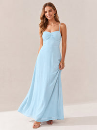 JOVELLEE Yellow Sweetheart Ruched Bust Chiffon Maxi Dress