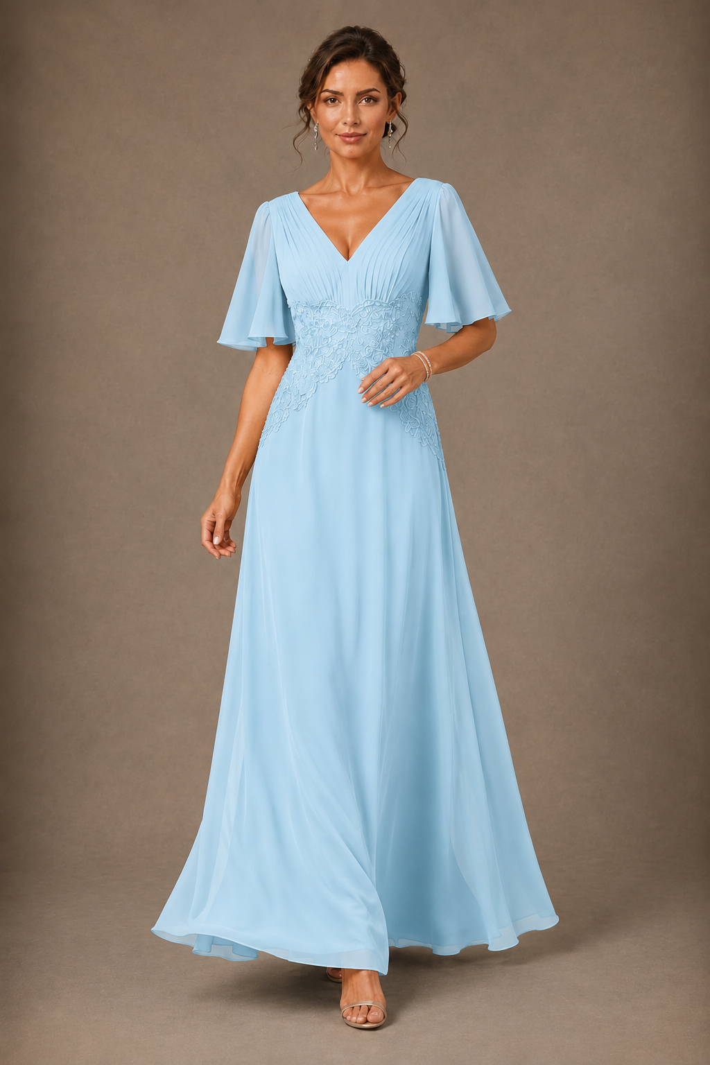 A-Line Chiffon Mother of the Bride Dress with Applique