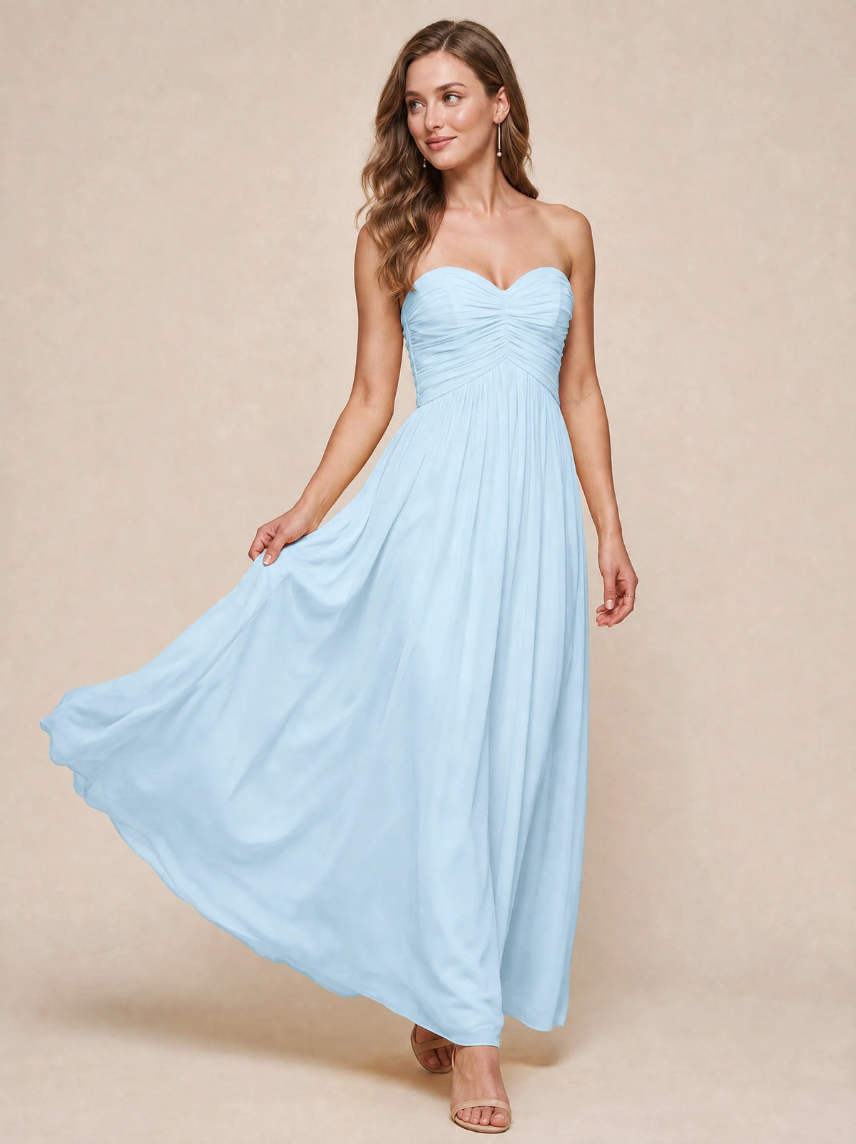 Strapless Pleated Chiffon A-Line Bridesmaid Dress