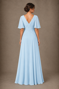 A-Line Chiffon Mother of the Bride Dress with Applique