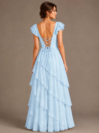 Ruffle Tiered V Neck Maxi Dress
