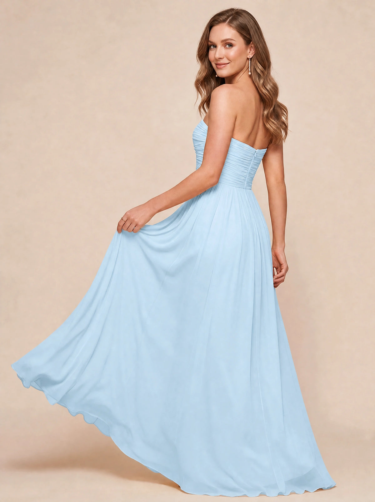 Strapless Pleated Chiffon A-Line Bridesmaid Dress