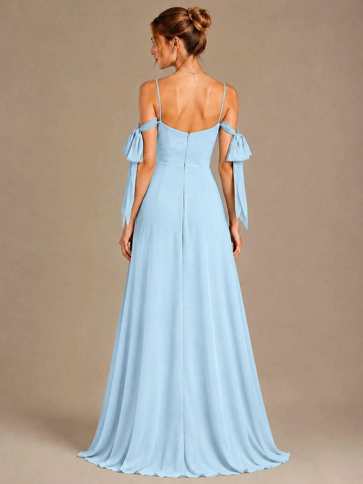 A-Line Ruffles Chiffon Bridesmaid Dress with Slit