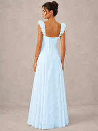 Jacquard Square Neck A-Line Maxi Dress
