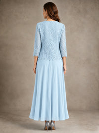 2-Piece Chiffon Mother of the Bride Dress with Lace Jacket
