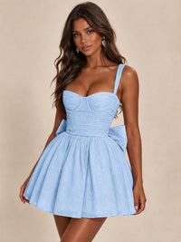 Sweetheart Glitter Tulle Puffy Mini Dress with Bow