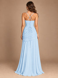 Butter Yellow Square Neck Ruched A-Line Prom Dress