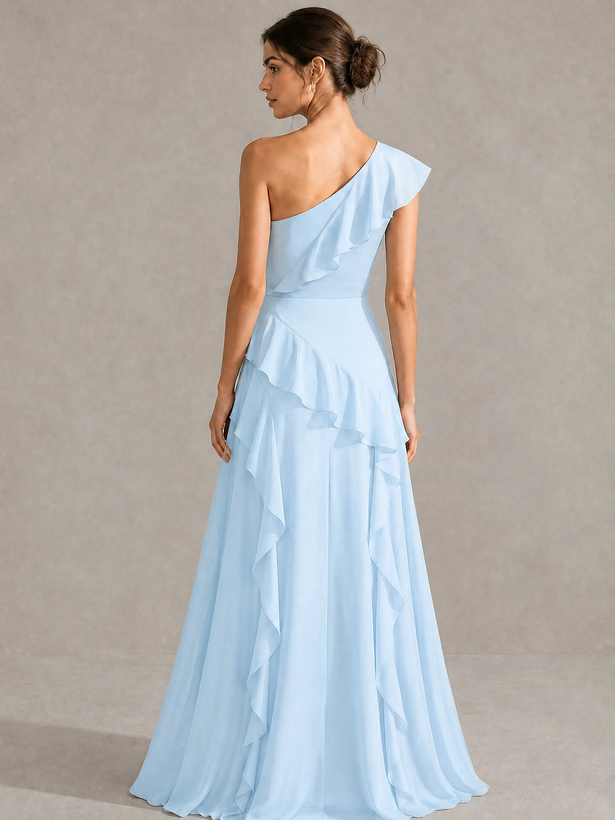 Sage Green One Shoulder Ruffle Bridesmaid Dress
