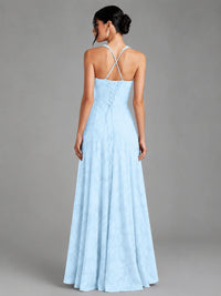 A-Line Halter Floral Chiffon Maxi Dress