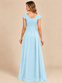Cap Sleeve Mother of The Bride Dresses Long Chiffon Formal Gowns