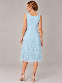 Tea Length Sequin Lace Mother of The Bride Dress with Chiffon Jacket
