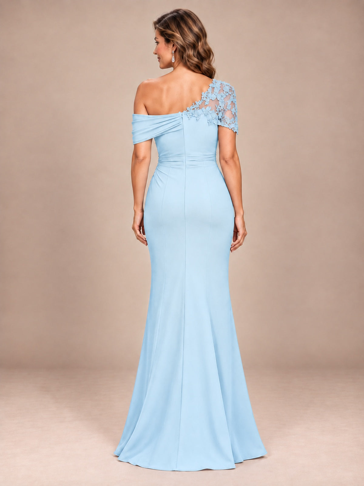 One Shoulder Chiffon Mother of The Bride Dress