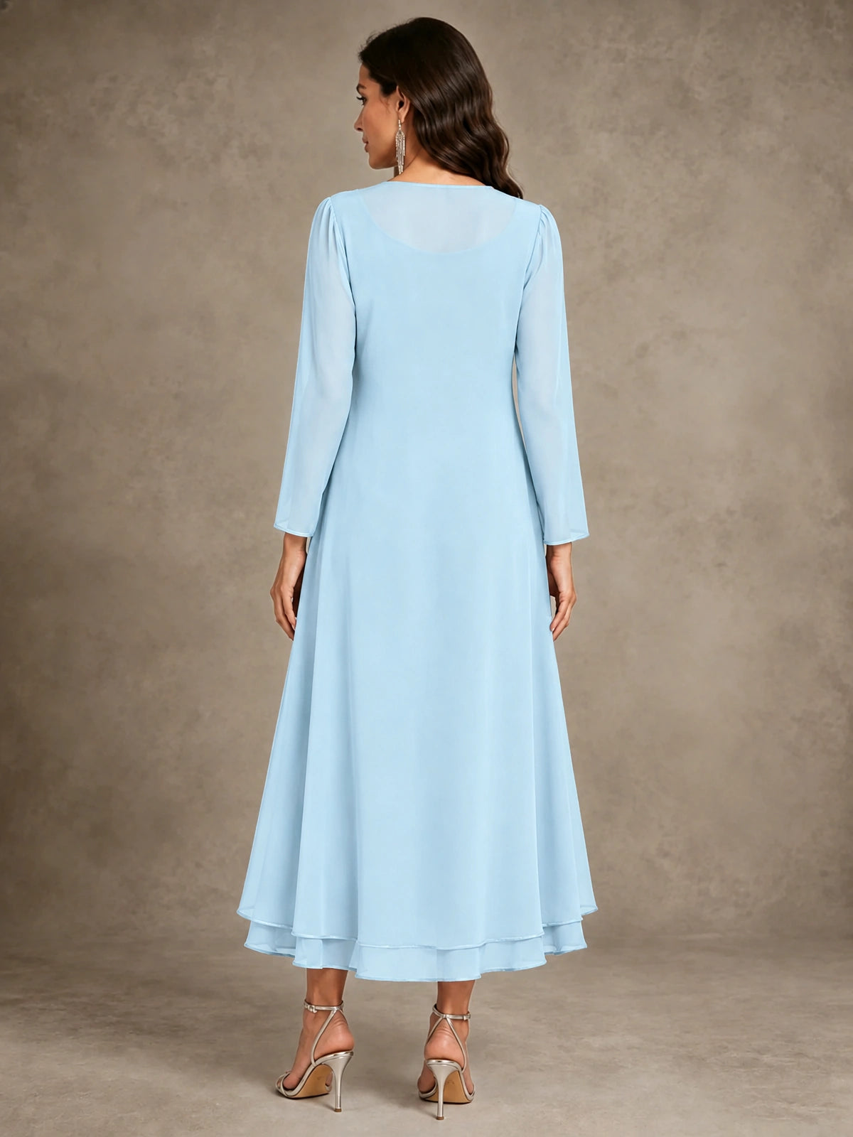 Sequin Chiffon Mother of the Bride Dress with Jacket