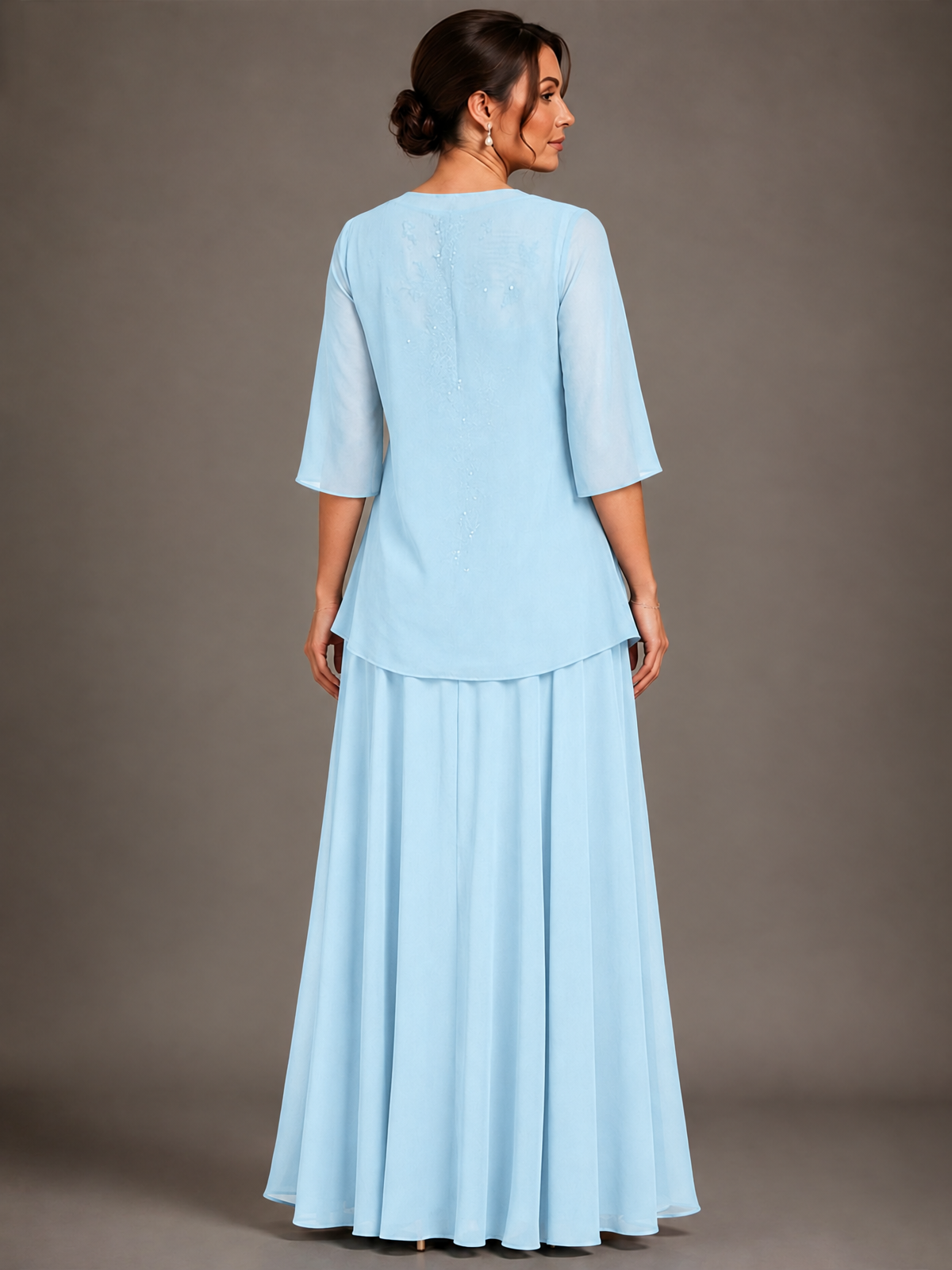 A-line 2 Pieces Chiffon Appliques Mother of The Bride Dresses with Jackets