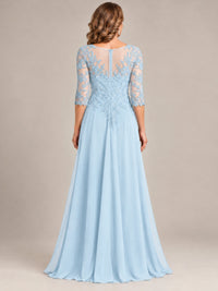 Sequin Lace A-Line Mother of the Bride Dress with 3/4 Sleeves