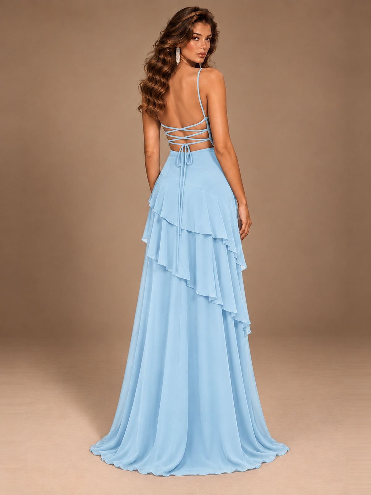Sweetheart A-Line Ruffle Prom Dress with Spaghetti Straps