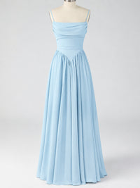 Spaghetti Strap Ruched Chiffon Maxi Dress with Backless