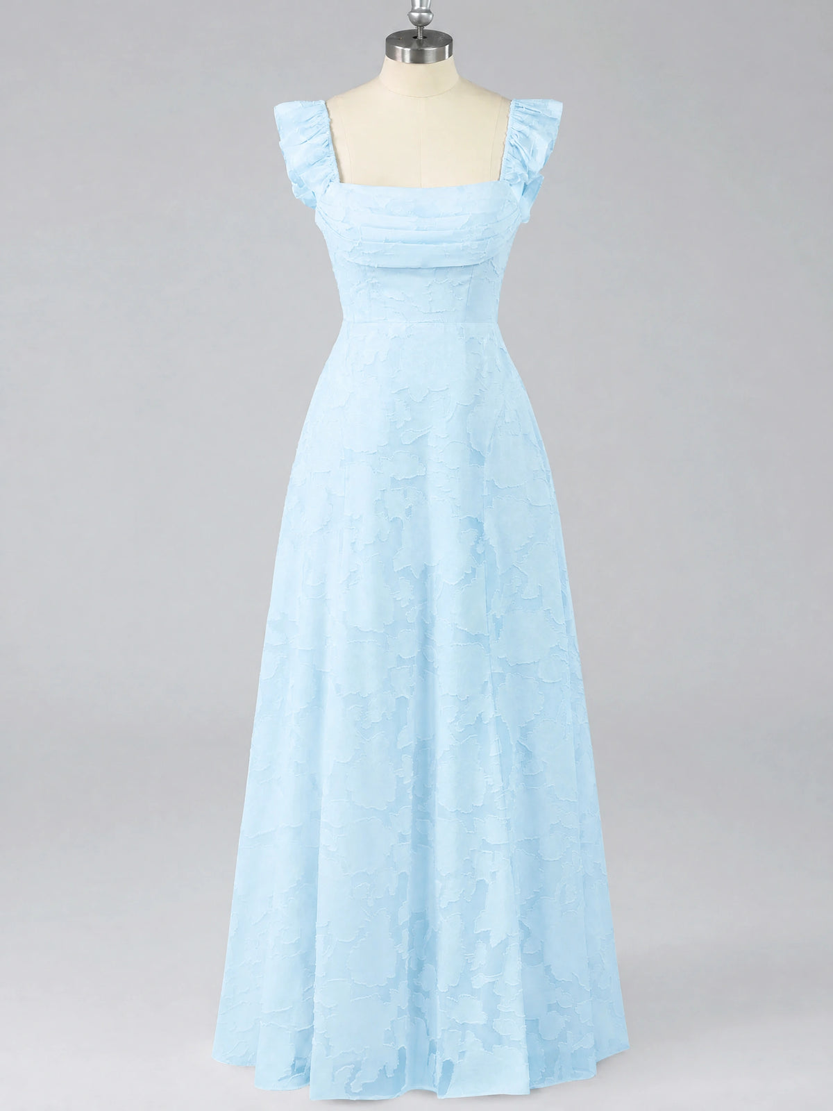 Jacquard Square Neck A-Line Maxi Dress