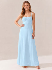 JOVELLEE Yellow Sweetheart Ruched Bust Chiffon Maxi Dress