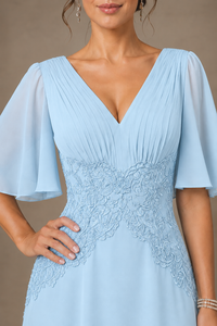A-Line Chiffon Mother of the Bride Dress with Applique