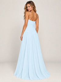 Butter Yellow Ruched Spaghetti Strap Drop-Waist Prom Dress