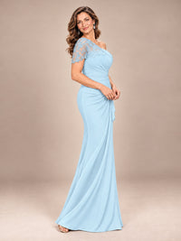 One Shoulder Chiffon Mother of The Bride Dress