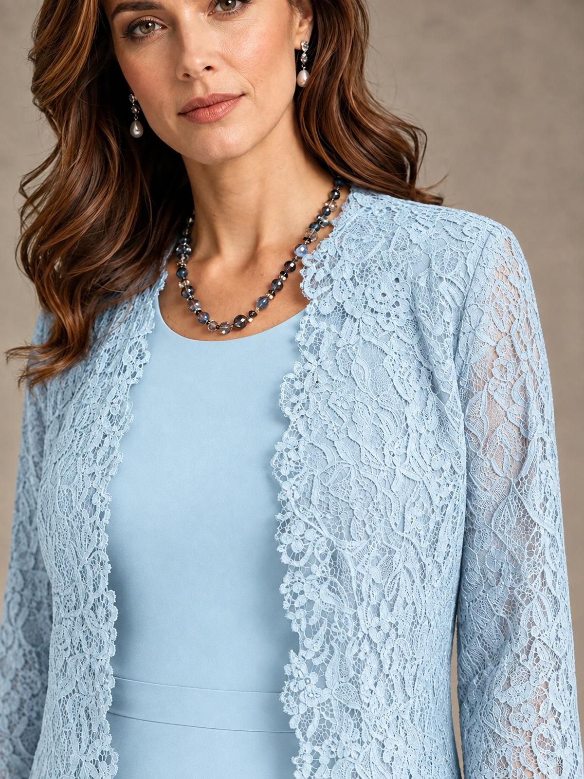 2-Piece Chiffon Mother of the Bride Dress with Lace Jacket