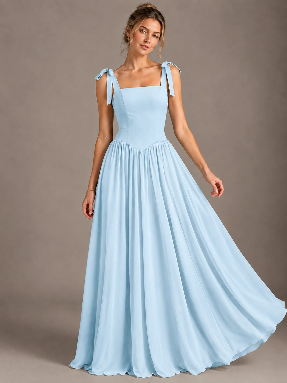 Square Neck A-Line Maxi Dress