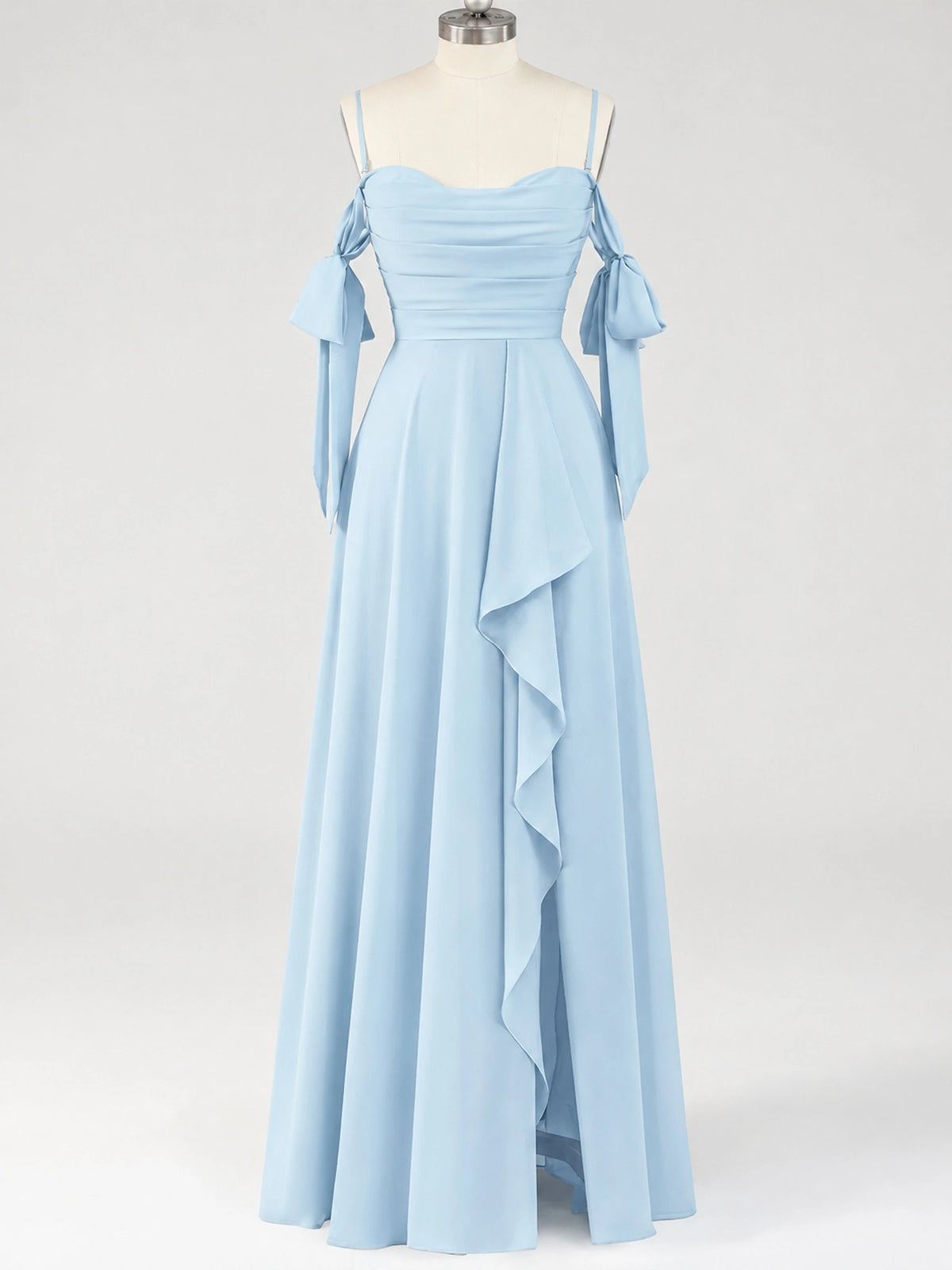 A-Line Ruffles Chiffon Bridesmaid Dress with Slit
