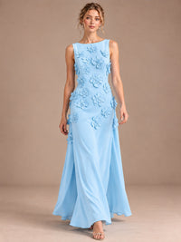 3D Floral Applique Sleeveless Formal Maxi Dress