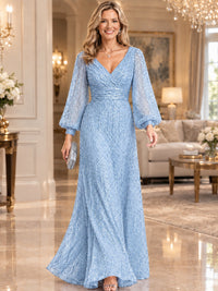 Sparkle Sequin Mother of The Bride Dresses with Long Sleeves