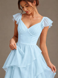 Ruffle Tiered V Neck Maxi Dress