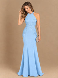 Halter Neckline Lace Appliques Mother of The Bride Dresses