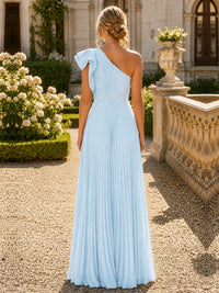 One Shoulder Pleated Chiffon A-Line Floor-Length Bridesmaid Dress