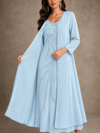 Sequin Chiffon Mother of the Bride Dress with Jacket