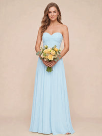 Strapless Pleated Chiffon A-Line Bridesmaid Dress