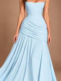Butter Yellow Square Neck Ruched A-Line Prom Dress