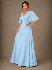 A-Line Chiffon Mother of the Bride Dress with Applique