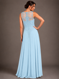 A-line 2 Pieces Chiffon Appliques Mother of The Bride Dresses with Jackets