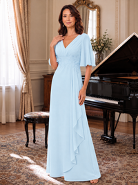V-Neck Chiffon Lace Mother of the Bride Dresses