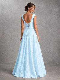 Blush Pink Lace Applique A-Line Bridesmaid Dress