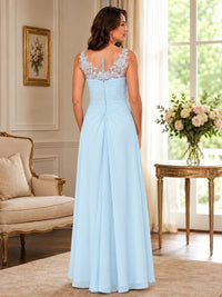 Elegant Chiffon Mother of the Bride Dress with Lace Applique and Cape Sleeves