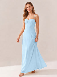 JOVELLEE Yellow Sweetheart Ruched Bust Chiffon Maxi Dress