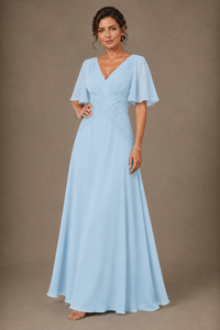 A-Line Chiffon Mother of the Bride Dress with Applique
