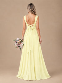 Pleated Chiffon V Neck Wedding Bridesmaid Dresses Floor Length with Slit