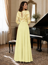Lace Applique Wide-Leg Chiffon Mother of the Bride Jumpsuit