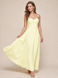 Strapless Pleated Chiffon A-Line Bridesmaid Dress