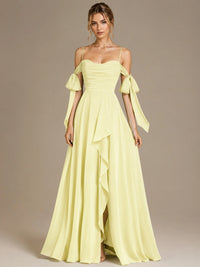 A-Line Ruffles Chiffon Bridesmaid Dress with Slit