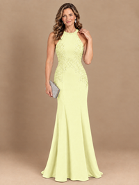 Halter Neckline Lace Appliques Mother of The Bride Dresses